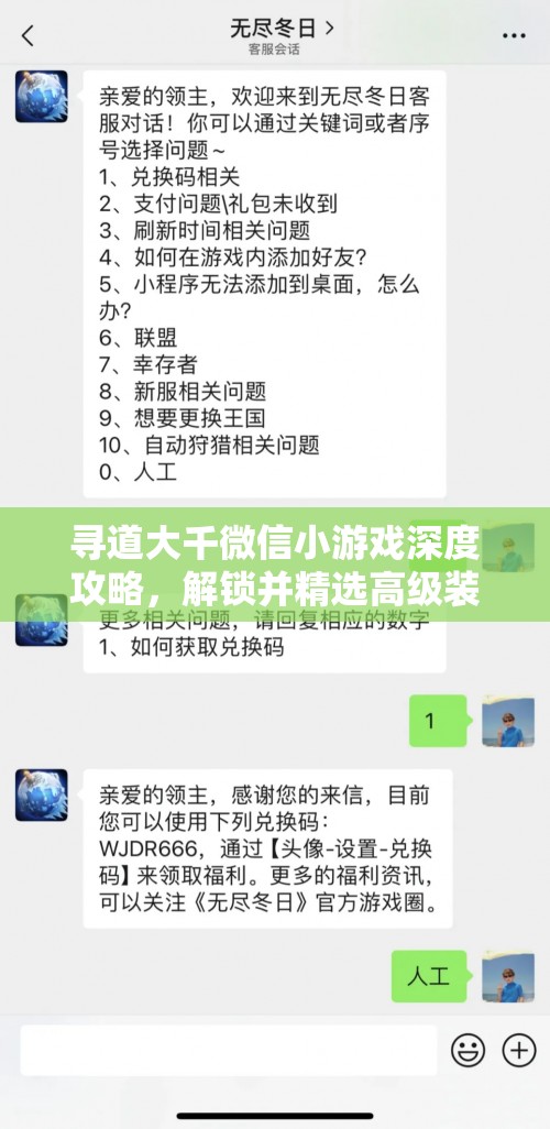 尋道大千微信小游戲深度攻略，解鎖并精選高級(jí)裝備的必備秘籍