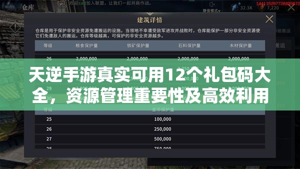 天逆手游真實(shí)可用12個(gè)禮包碼大全，資源管理重要性及高效利用策略解析