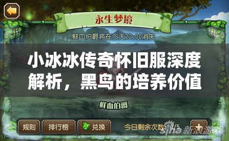 小冰冰傳奇懷舊服深度解析，黑鳥的培養(yǎng)價值與最佳陣容搭配策略