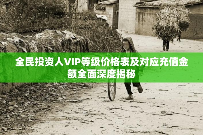 全民投資人VIP等級價格表及對應(yīng)充值金額全面深度揭秘