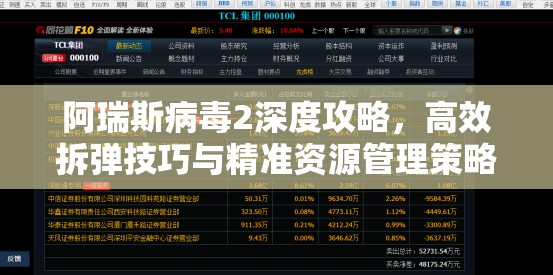 阿瑞斯病毒2深度攻略，高效拆彈技巧與精準資源管理策略