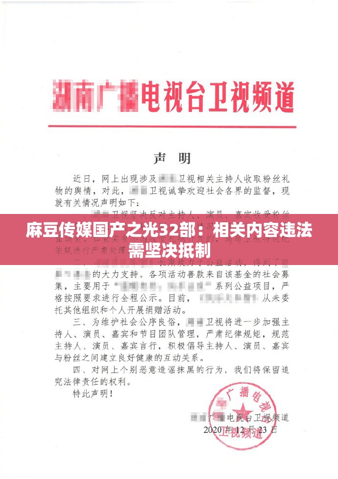 麻豆傳媒國產(chǎn)之光32部：相關內(nèi)容違法需堅決抵制