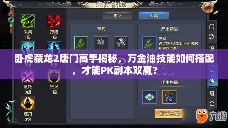 臥虎藏龍2唐門高手揭秘，萬金油技能如何搭配，才能PK副本雙贏？