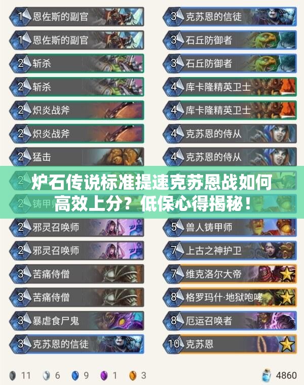 爐石傳說標(biāo)準(zhǔn)提速克蘇恩戰(zhàn)如何高效上分？低保心得揭秘！